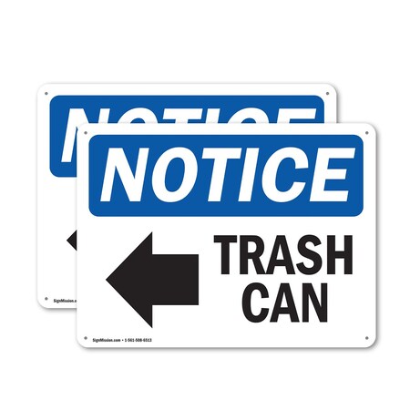 Signmission Trash Can (Left Arrow), 24 in W x Rectangle, Aluminum OS-2PACK-NS-A-1824-L-18723